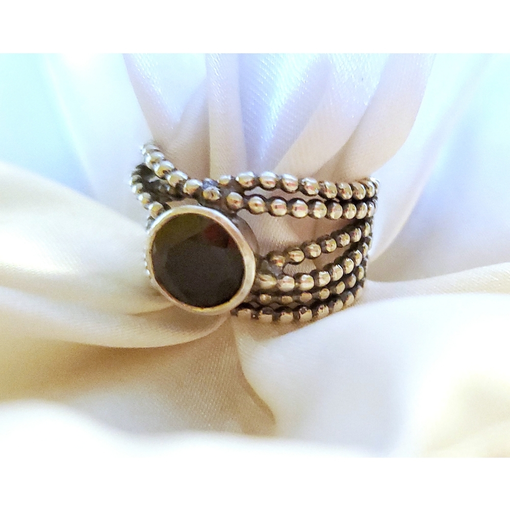Vtg Didae Shablool Israel Onyx Sterling Silver Wide Band Ring Sz 8  HTF - Picture 3 of 13